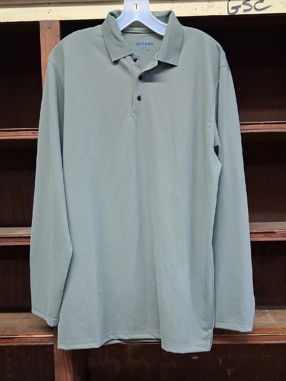 Men's Buraaq Long-Sleeve Polo Shirt in Light Sage Green XL